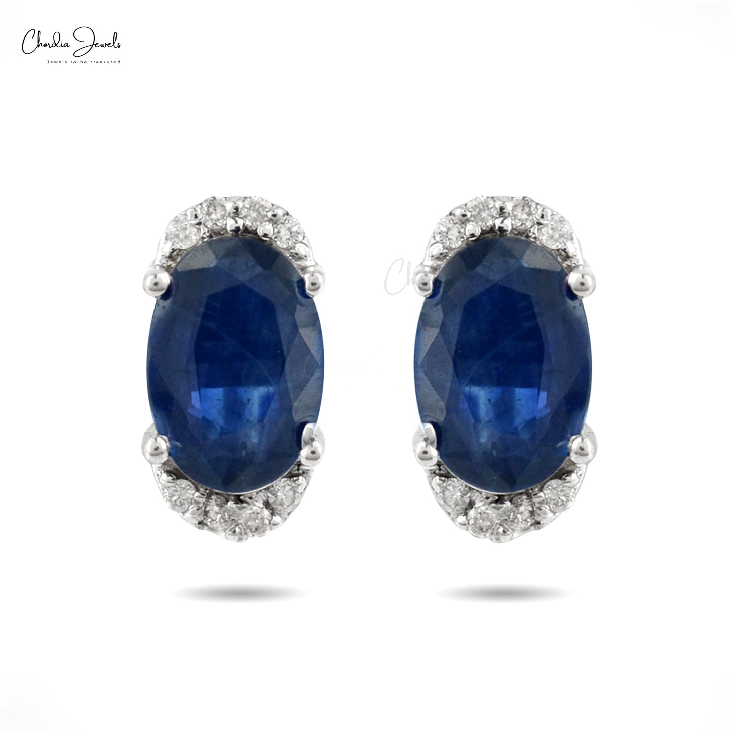 18K White Gold 4 mm Blue Sapphire & Diamond Stud Earrings | Franzetti  Jewelers | Austin, TX